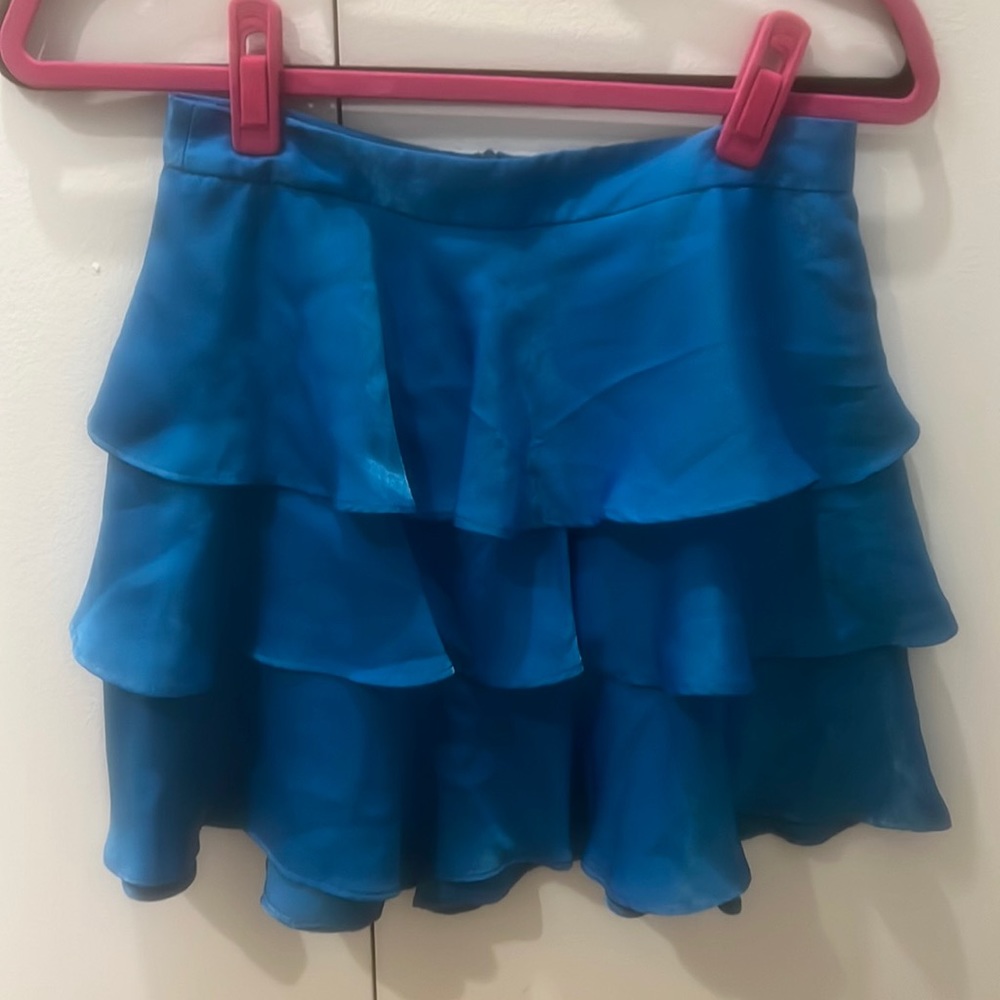 Zara ruffle blue mini skirt